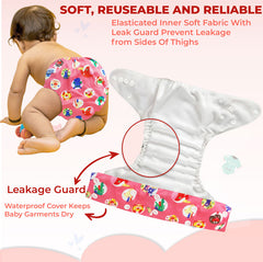 Reusable Baby Cloth Diaper with Adjustable Snap Buttons and Insert (Set of 1)