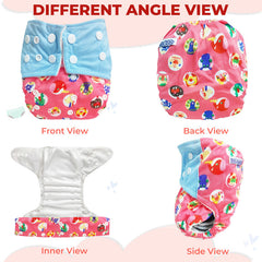 Reusable Baby Cloth Diaper with Adjustable Snap Buttons and Insert (Set of 1)