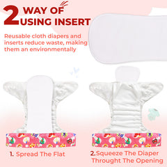Reusable Baby Cloth Diaper with Adjustable Snap Buttons and Insert (Set of 1)