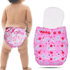 Reusable Baby Cloth Diaper with Adjustable Snap Buttons and Insert (Set of 1)