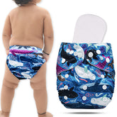 Reusable Baby Cloth Diaper with Adjustable Snap Buttons and Insert (Set of 1)