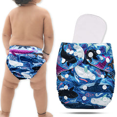 Reusable Baby Cloth Diaper with Adjustable Snap Buttons and Insert (Set of 1)