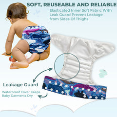 Reusable Baby Cloth Diaper with Adjustable Snap Buttons and Insert (Set of 1)