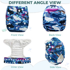Reusable Baby Cloth Diaper with Adjustable Snap Buttons and Insert (Set of 1)