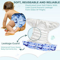 Reusable Baby Cloth Diaper with Adjustable Snap Buttons and Insert (Set of 1)
