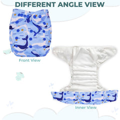 Reusable Baby Cloth Diaper with Adjustable Snap Buttons and Insert (Set of 1)