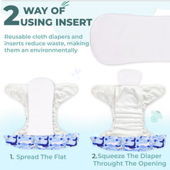 Reusable Baby Cloth Diaper with Adjustable Snap Buttons and Insert (Set of 1)