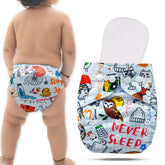 Reusable Baby Cloth Diaper with Adjustable Snap Buttons and Insert (Set of 1)