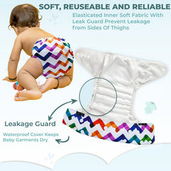 Reusable Baby Cloth Diaper with Adjustable Snap Buttons and Insert (Set of 1)