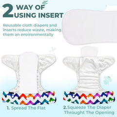 Reusable Baby Cloth Diaper with Adjustable Snap Buttons and Insert (Set of 1)