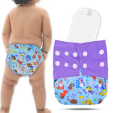 Reusable Baby Cloth Diaper with Adjustable Snap Buttons and Insert (Set of 1)