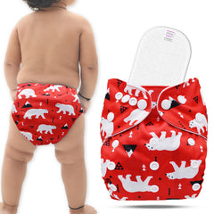 Reusable Baby Cloth Diaper with Adjustable Snap Buttons and Insert (Set of 1)