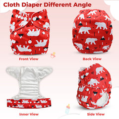 Reusable Baby Cloth Diaper with Adjustable Snap Buttons and Insert (Set of 1)