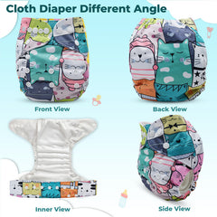 Reusable Baby Cloth Diaper with Adjustable Snap Buttons and Insert (Set of 1)