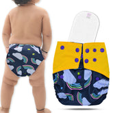 Reusable Baby Cloth Diaper with Adjustable Snap Buttons and Insert (Set of 1)