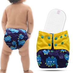 Reusable Baby Cloth Diaper with Adjustable Snap Buttons and Insert (Set of 1)