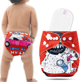 Reusable Baby Cloth Diaper with Adjustable Snap Buttons and Insert (Set of 1)