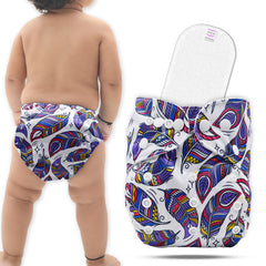 Reusable Baby Cloth Diaper with Adjustable Snap Buttons and Insert (Set of 1)
