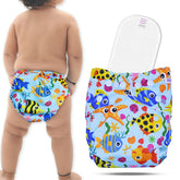 Reusable Baby Cloth Diaper with Adjustable Snap Buttons and Insert (Set of 1)