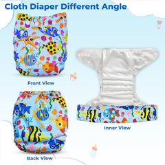 Reusable Baby Cloth Diaper with Adjustable Snap Buttons and Insert (Set of 1)