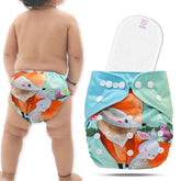 Reusable Baby Cloth Diaper with Adjustable Snap Buttons and Insert (Set of 1)