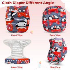Reusable Baby Cloth Diaper with Adjustable Snap Buttons and Insert (Set of 1)