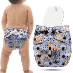 Reusable Baby Cloth Diaper with Adjustable Snap Buttons and Insert (Set of 1)