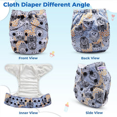 Reusable Baby Cloth Diaper with Adjustable Snap Buttons and Insert (Set of 1)