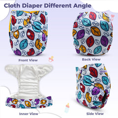 Reusable Baby Cloth Diaper with Adjustable Snap Buttons and Insert (Set of 1)