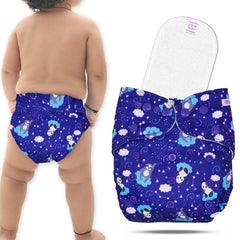 Reusable Baby Cloth Diaper with Adjustable Snap Buttons and Insert (Set of 1)