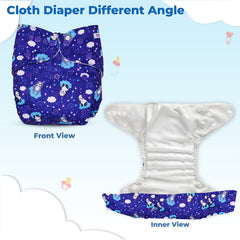 Reusable Baby Cloth Diaper with Adjustable Snap Buttons and Insert (Set of 1)