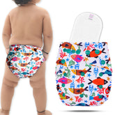 Reusable Baby Cloth Diaper with Adjustable Snap Buttons and Insert (Set of 1)