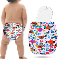 Reusable Baby Cloth Diaper with Adjustable Snap Buttons and Insert (Set of 1)