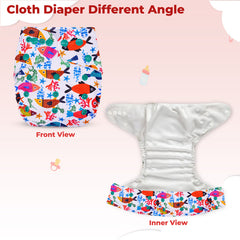 Reusable Baby Cloth Diaper with Adjustable Snap Buttons and Insert (Set of 1)