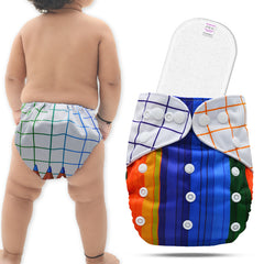 Reusable Baby Cloth Diaper with Adjustable Snap Buttons and Insert (Set of 1)