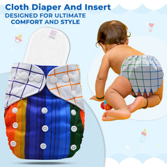 Reusable Baby Cloth Diaper with Adjustable Snap Buttons and Insert (Set of 1)