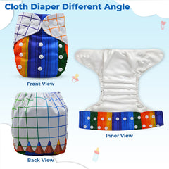 Reusable Baby Cloth Diaper with Adjustable Snap Buttons and Insert (Set of 1)
