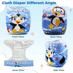 Reusable Baby Cloth Diaper with Adjustable Snap Buttons and Insert (Set of 1)