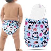 Reusable Baby Cloth Diaper with Adjustable Snap Buttons and Insert (Set of 1)