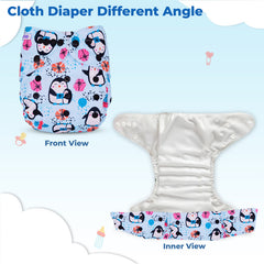Reusable Baby Cloth Diaper with Adjustable Snap Buttons and Insert (Set of 1)