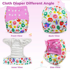 Reusable Baby Cloth Diaper with Adjustable Snap Buttons and Insert (Set of 1)