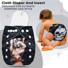 Reusable Baby Cloth Diaper with Adjustable Snap Buttons and Insert (Set of 1)