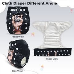 Reusable Baby Cloth Diaper with Adjustable Snap Buttons and Insert (Set of 1)