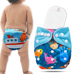 Reusable Baby Cloth Diaper with Adjustable Snap Buttons and Insert (Set of 1)