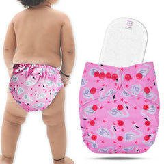 Reusable Baby Cloth Diaper with Adjustable Snap Buttons and Insert (Set of 1)