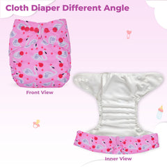Reusable Baby Cloth Diaper with Adjustable Snap Buttons and Insert (Set of 1)