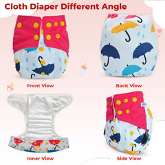 Reusable Baby Cloth Diaper with Adjustable Snap Buttons and Insert (Set of 1)