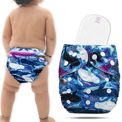 Reusable Baby Cloth Diaper with Adjustable Snap Buttons and Insert (Set of 1)