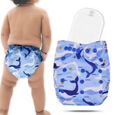 Reusable Baby Cloth Diaper with Adjustable Snap Buttons and Insert (Set of 1)
