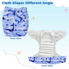 Reusable Baby Cloth Diaper with Adjustable Snap Buttons and Insert (Set of 1)
